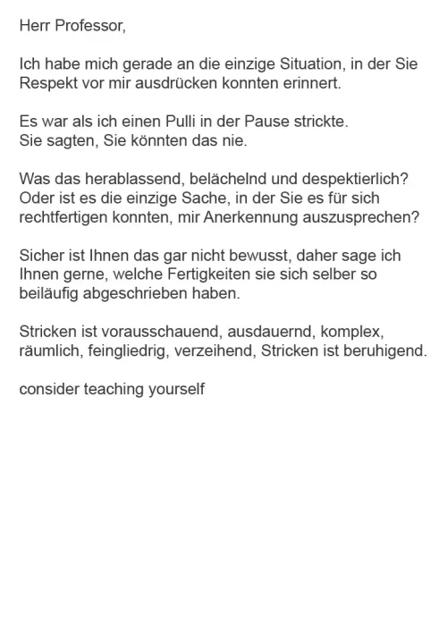 Brief an Herrn Professor